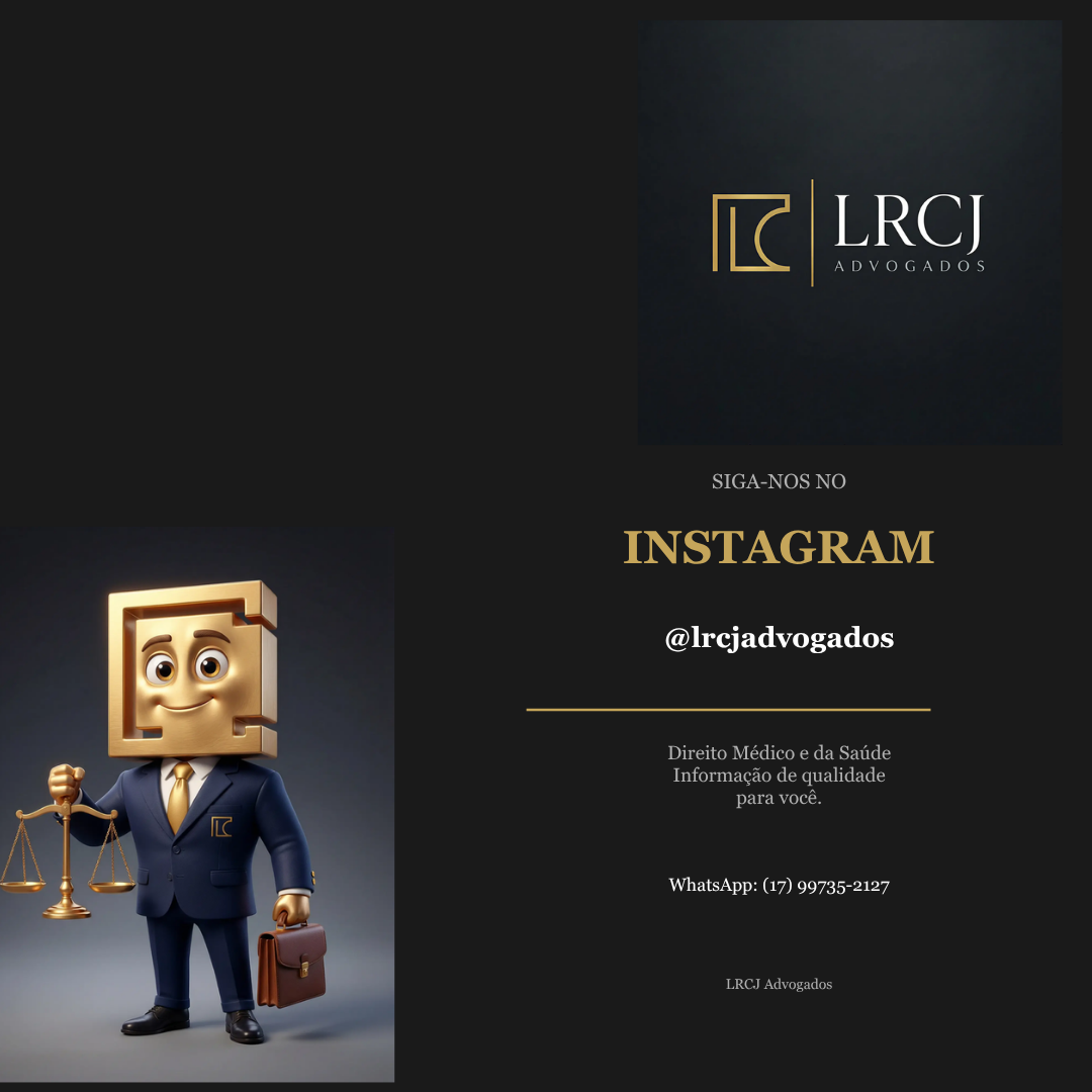 Card institucional do LRCJ Advogados convidando a seguir o perfil @lrcjadvogados no Instagram